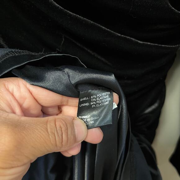 Alex Marie Nikki Stretch‎ Velvet Surplice V-Neck Long Sleeve Ruched Dress 16 New - Picture 6 of 8